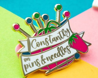 Funny Pin Cushion Enamel Pin | Gift for Quilter | Sewing Enamel Pin