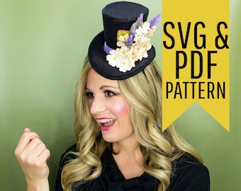 DIY Mini Top Hat Pattern, Costume Fascinator, SVG and PDF Files