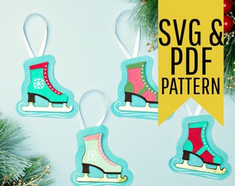 Felt Ice Skate Ornament Pattern: DIY Christmas Ornament (SVG & PDF)