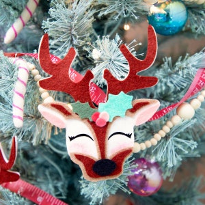 Felt Reindeer Ornament Pattern Bundle: Christmas Kawaii Style (PDF & SVG)