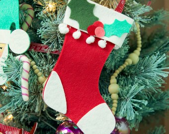 Christmas Felt Ornament Stocking Pattern , Felt Pattern Stocking, Felt Pattern, Felt Stocking Ornament, Stocking SVG file