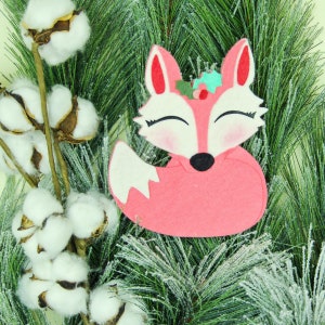 Ornement de Noël renard en feutre motif PDF et fichier SVG