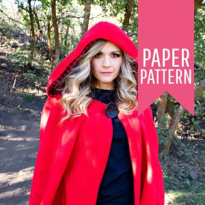 Red Riding Hood Cape Paper Sewing Pattern | Half Cape Sewing Pattern | Hooded Cape Sewing Pattern | Cosplay Pattern