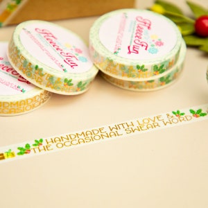 Handmade with Love and the Occasional Swear Word Foil Washi Tape | Cute Washi Tape | 1 Roll 10mm x 10m (33 feet)