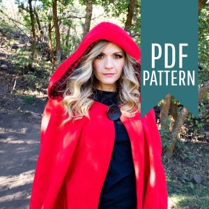 Red Riding Hood Cape Sewing Pattern: Adult & Child Hooded Cloak (PDF Pattern)