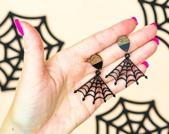 Spiderweb drop earrings |  Spider Cobweb Earrings | Modern Witch | Halloween Jewelry | Goth Accessories | Witchcraft Jewelry