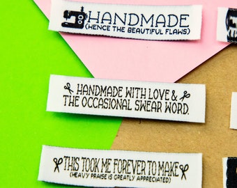 Funny Sewing Labels | Woven Labels | Clothing Labels | Sewing labels for Handmade items | Handmade Sewing Labels | Sew In Label