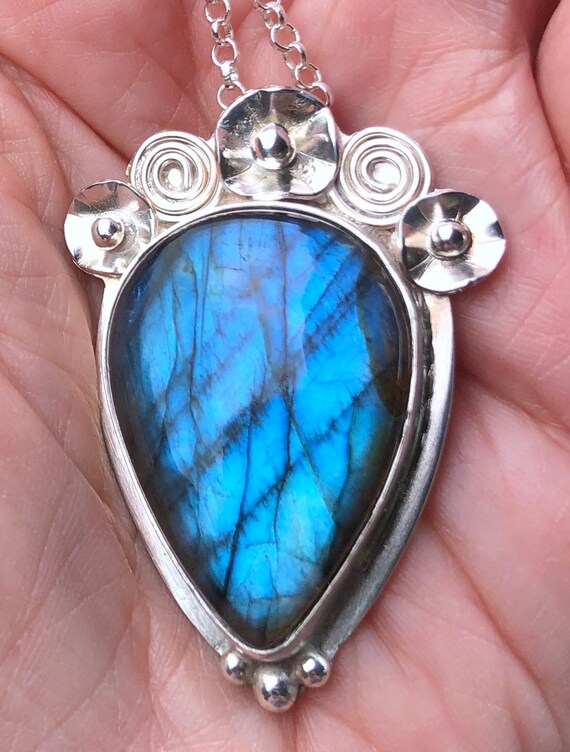 Blue Labradorite Necklace Etsy Canada