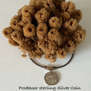 Reduced Prodesso 925 sterling Silver Pendant Braided Leather Neckkace Plus Decorative Sea Sponge