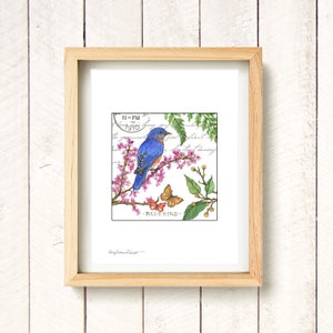 Bluebird - Flora & Fauna - watercolor art print