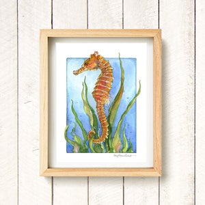 Seahorse - watercolor art print 8.5x11&quot;