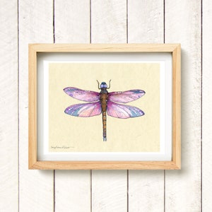 Dragonfly Days - pink - watercolor art print