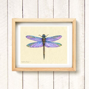 Dragonfly Days - purple - watercolor art print