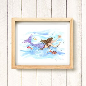 Purple Mermaid : watercolor art print