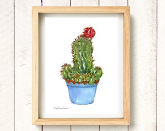 Potted Succulent - Cactus - watercolor art print