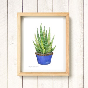 Potted Succulent - Aloe - watercolor art print