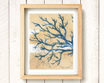 Captiva Coral III - watercolor art print 8.5x11"