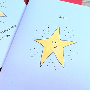 Gold Star Christmas Card, can be personalised. Handmade recycled card image 1