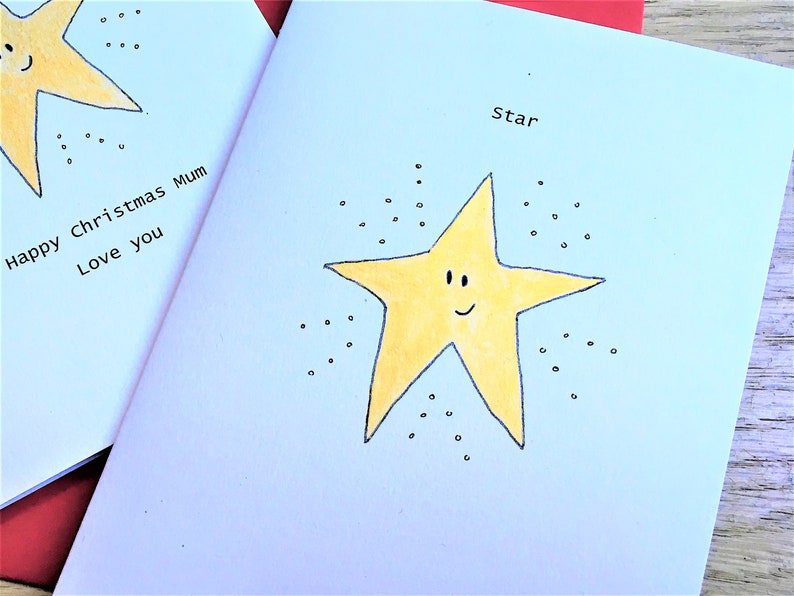 Gold Star Christmas Card, can be personalised. Handmade recycled card image 1