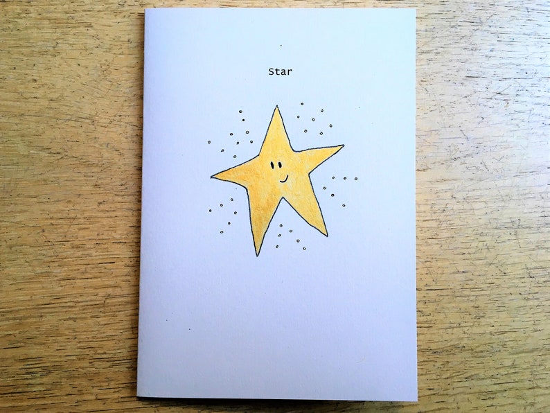 Gold Star Christmas Card, can be personalised. Handmade recycled card image 2