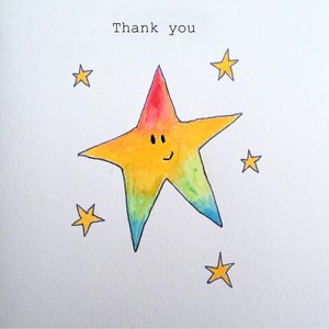 Cartão de agradecimento Rainbow Star pode ser personalizado, pintado à mão, reciclado, ecológico