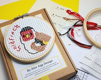 Greta Goldfinch Cross Stitch Kit craft kits, garden birds, sewing gifts, needlecraft, eco friendly packaging