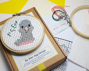Wendy Wood Pigeon Cross Stitch Kit craft kits, garden birds, sewing gifts, needlecraft, eco friendly packaging