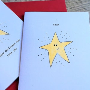 Gold Star Christmas Card, can be personalised. Handmade recycled card image 5