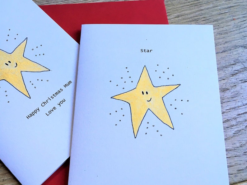 Gold Star Christmas Card, can be personalised. Handmade recycled card image 5