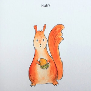 Cartão ilustrado feito à mão do Esquilo Questionário em cartão reciclado sem plástico