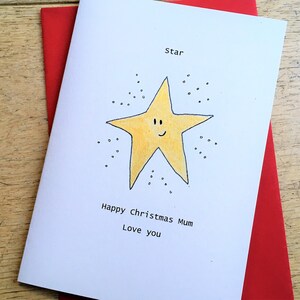 Gold Star Christmas Card, can be personalised. Handmade recycled card image 4