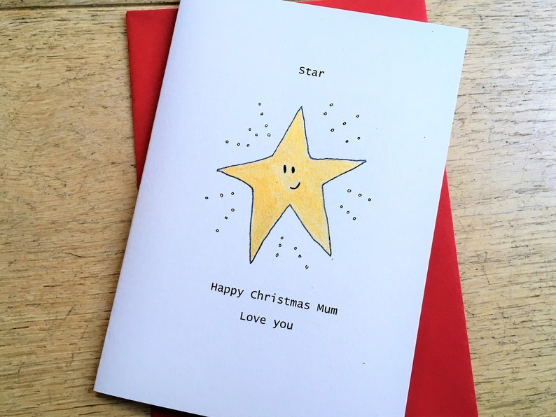 Gold Star Christmas Card, can be personalised. Handmade recycled card image 4