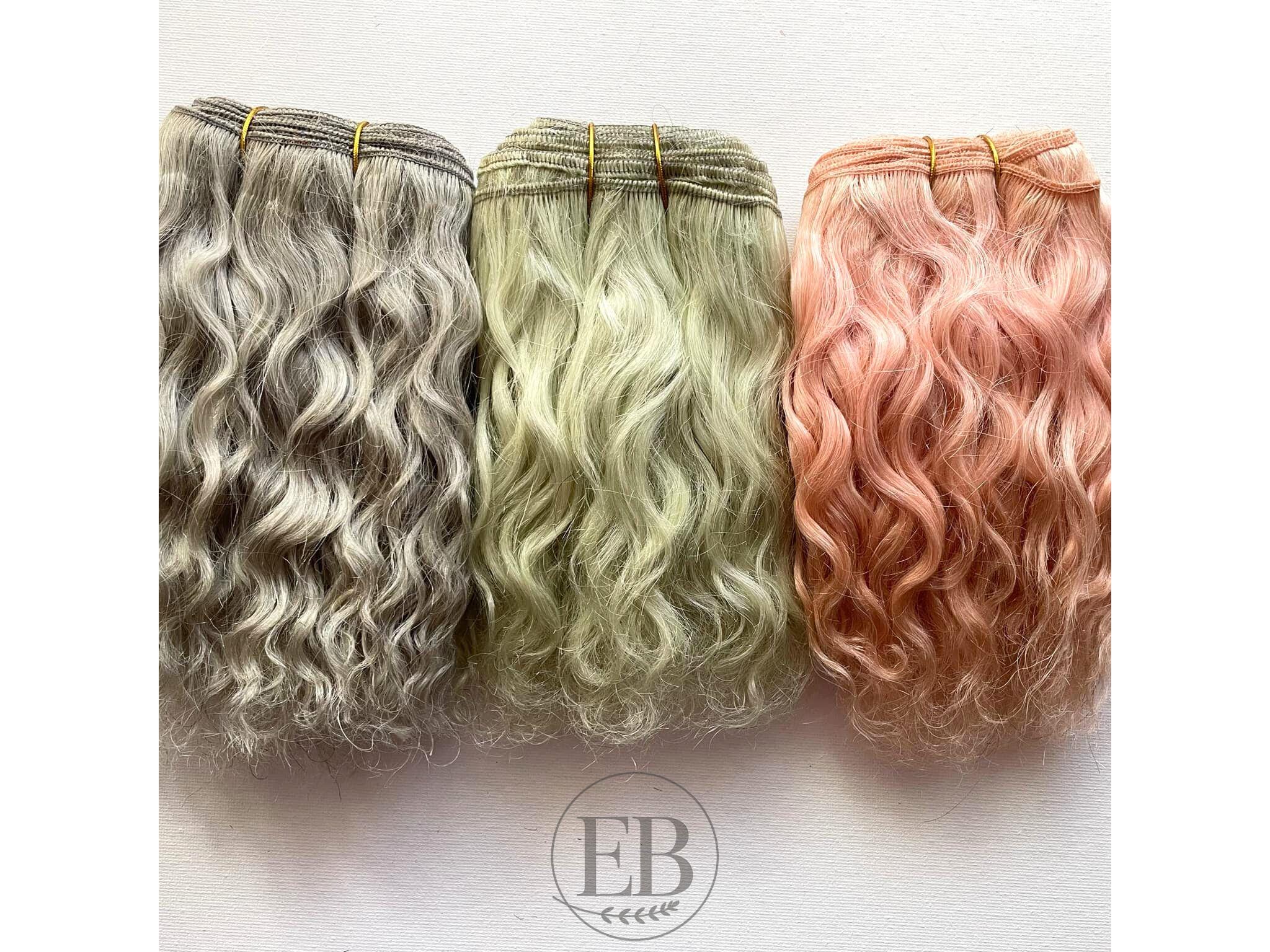 PASTELS - Curly Coarse Natural Mohair Weft 500cm - for making doll hair/wigs for BJD, Art Dolls, Blythe, Natural Fiber Art Dolls