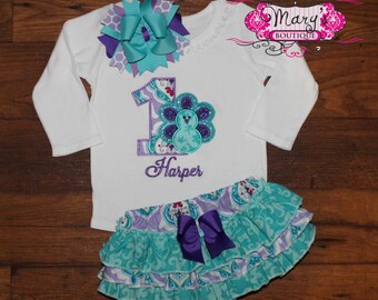 Peacok Ruffled Bottom Bloomers Outfit