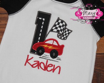 Personalized Race Car Theme Birthday Shirt