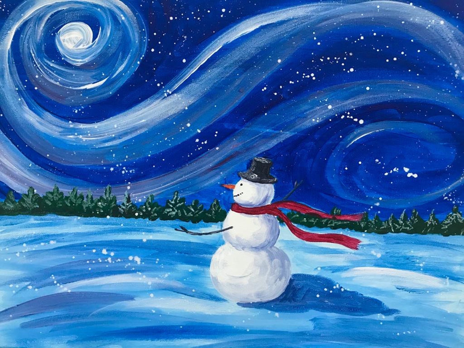 Snowman Acrylic Painting on Canvas For Nursery Room Winter Etsy