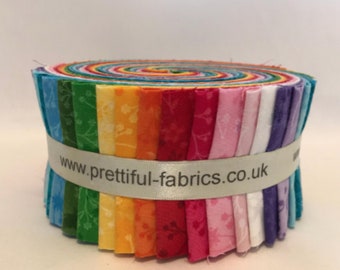 Flutter Cotton Rainbow Jelly Roll 100% Cotton , Quilting, Patchwork NEW