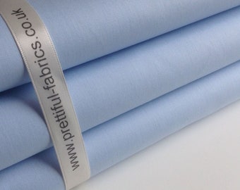 Rose & Hubble Plain Baby Blue 100% Cotton Poplin Fabric, Fat quarter, 1/2m, 1m crafts, UK seller