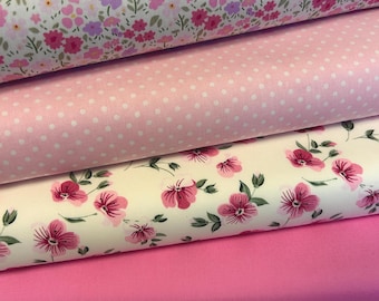 Patchwork Squares -  Florals  -  4", 5" and 10" or Fat Quarters available (code- PINKS)