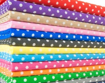 Polycotton fabric - 4mm Spots/Polka dots various colours