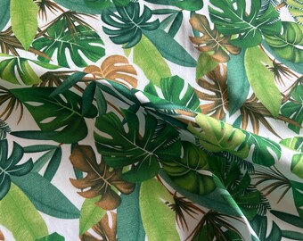 Large Leaf Print  100% Cotton Poplin Fabric, Fat Quarter, 1/2m, 1m crafts, Rose and Hubble, UK seller