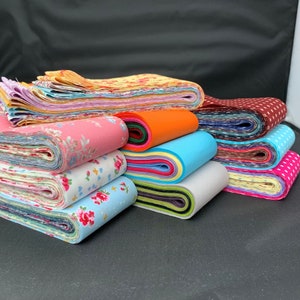 100 Jelly Roll Strips  - mixed colours and prints, includes florals, spots & plains 100% cotton poplin