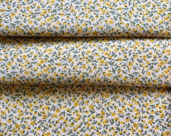 Lemon Ditsy Rose & Hubble  100% Cotton Poplin Fabric, Fat quarter, 1/2m, 1m crafts, UK seller