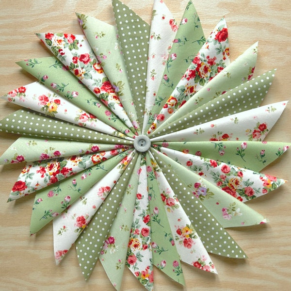 Patchwork Squares - Greens, White  Florals & Spots -  4", 5" and 10" or Fat Quarters available * (AM02)