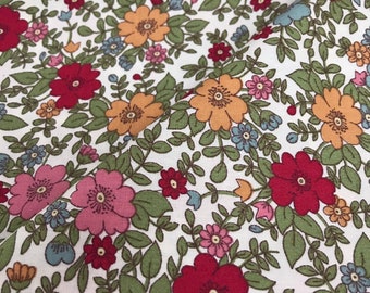 Red & Sage Pansy Print, 100% Cotton Poplin Fabric