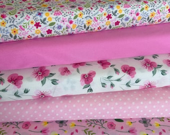 Patchwork Squares - Pinks  Florals  -  4", 5" and 10" or Fat Quarters available JR03