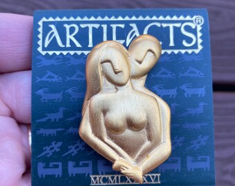 Brooch Dancing Silver Plated NEW Vintage on Card Dapper Roaring 20s Gift JJ Jonette Double Date Couples Pin Gatsby Couple