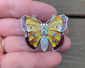 Super Sweet Vintage Sterling Vermeil Butterfly Pin Brooch by Danecraft