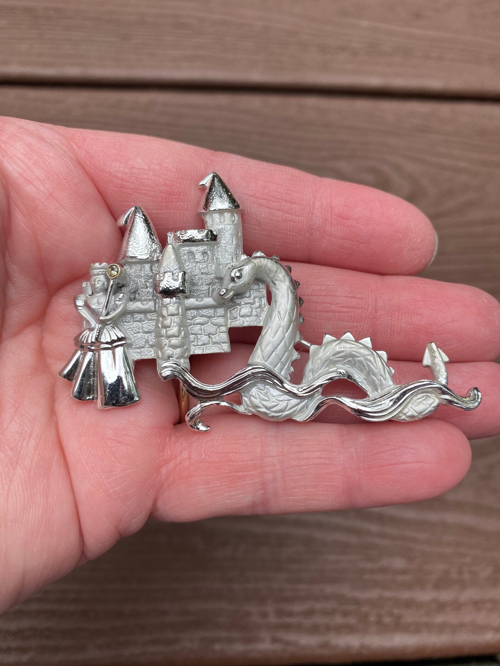 Vintage Jewelry Signed AJC Beautiful Silver Tone Castle With Etsy