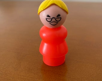 Vintage Fisher-Price Little People Teacher Mom with Glasses for School
